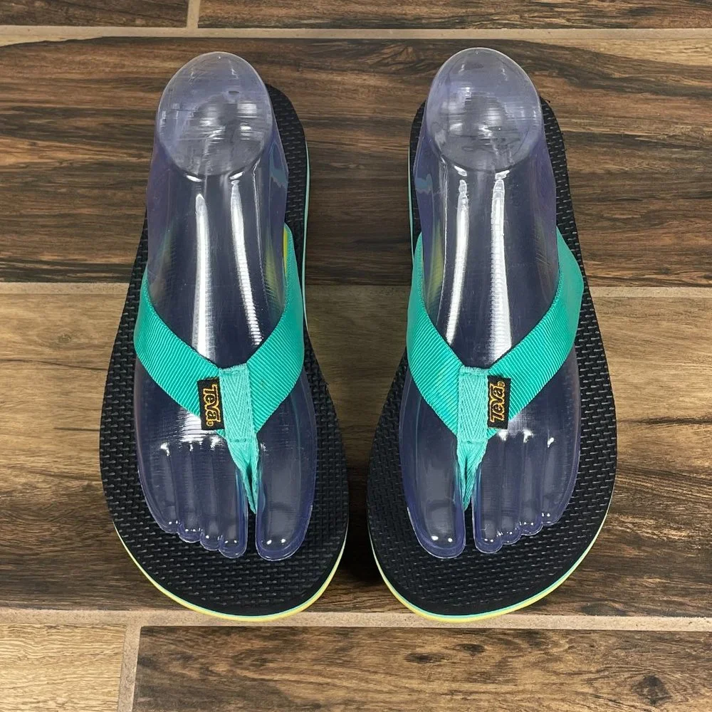 Teva Original Flip Women's Size 9 Shoes Green Yellow Comfort Thong Sandal_11